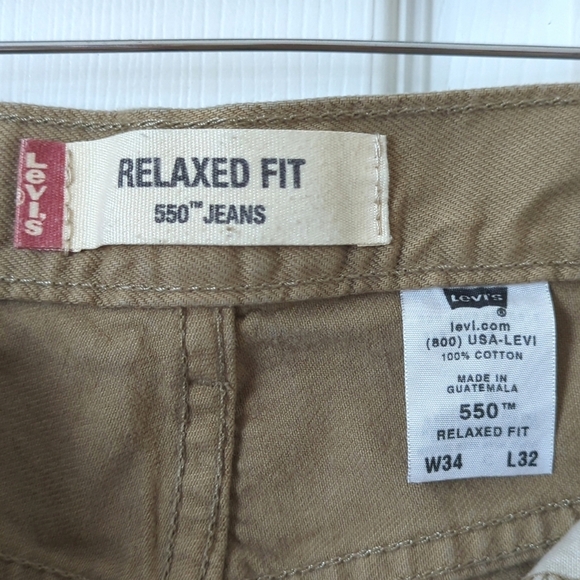 Levi's Y2K Vintage 550 Classic Relaxed Fit Straight Leg Jeans Tan Brown 34 x 32 - Picture 10 of 16